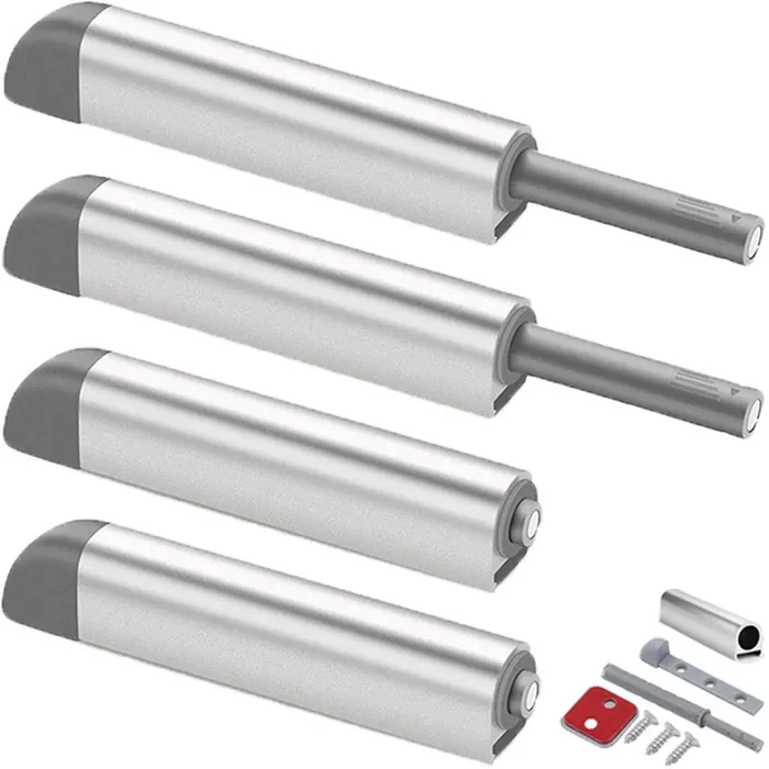 Magnetic Push Latches Cbrive 4Pack Push To Open Cabinet Hardware Door Latch & Lock For Hidden Door Heavy Duty Magnet Push Release Drawer Pull Strong Pop Out For Kitchen Rv Closet Tip On Close- Silver