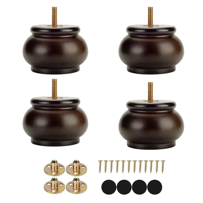 Maricome 2 Inch Round Furniture Feet Screw In Set Of 4 Replacement Bun Feet For Sofa Couch Ottoman (Height 2.36 In/6Cm)