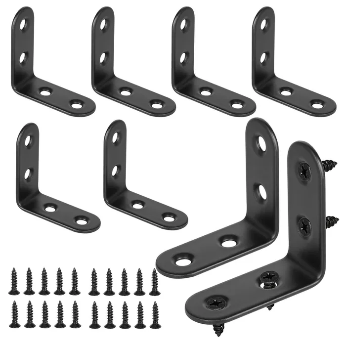 Masendelk 16Pcs L Bracket Corner Braces, 90 Degree Corner Brackets, Black Stainless Steel Right Angle Bracket, 40 X 40 X 2Mm