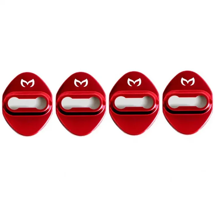Maxdool Stainless Steel Car Door Lock Latches Cover Protector For For Mazda 3,6, Miata Mx-5 Cx-3,Cx-5,Cx-9 Car, 3M Adhesive Backing( Pack Of 4) (Red)