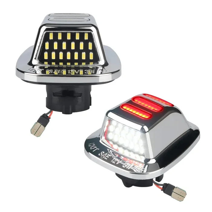 Mbuydiy Led License Plate Light Lamp With Red Oled Neon Tube Compatible With Chevy K1500 C1500 1988-1999, Silverado Sierra 1988-1998, Tahoe Yukon Suburban S10 Chrome Housing 6000K White, Pack Of 2