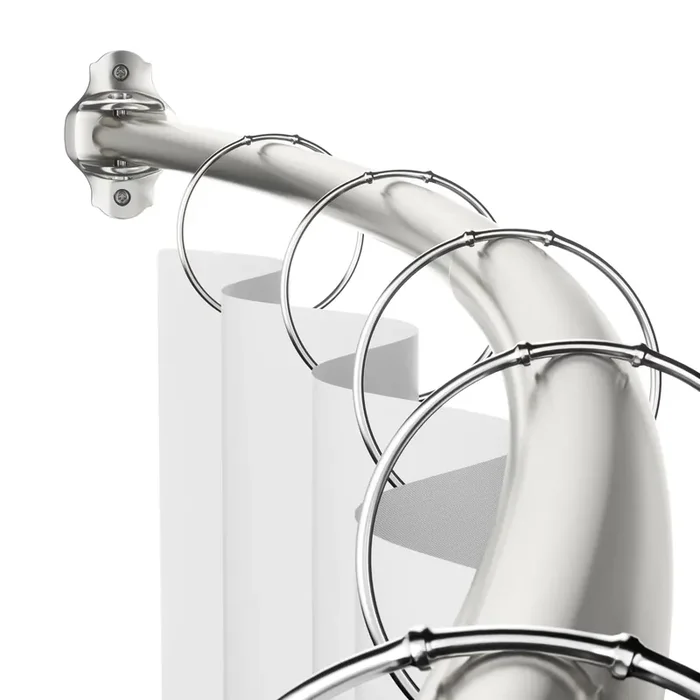 Mcrbeay Curved Shower Curtain Rod, Adjustable 40-72 Inches Extra Wide Curved Shower Rods For Bathroom, Rust Proof Shower Rod, Stainless Steel Curved Curtain Rod For Shower, Bathtub, Brushed Nickel