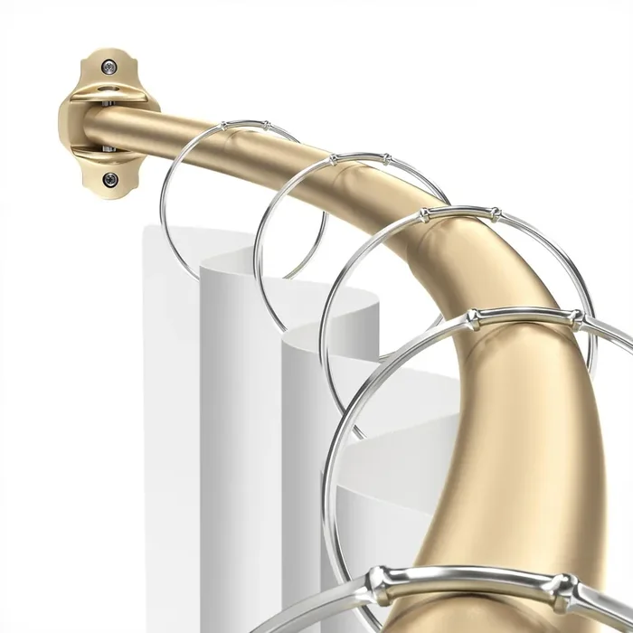 Mcrbeay Gold Shower Curtain Rod Curved, Adjustable 40-72 Inches Extra Wide Curved Shower Rods For Bathroom, Rust Proof Shower Rod, Stainless Steel Curved Curtain Rod For Shower, Bathtub