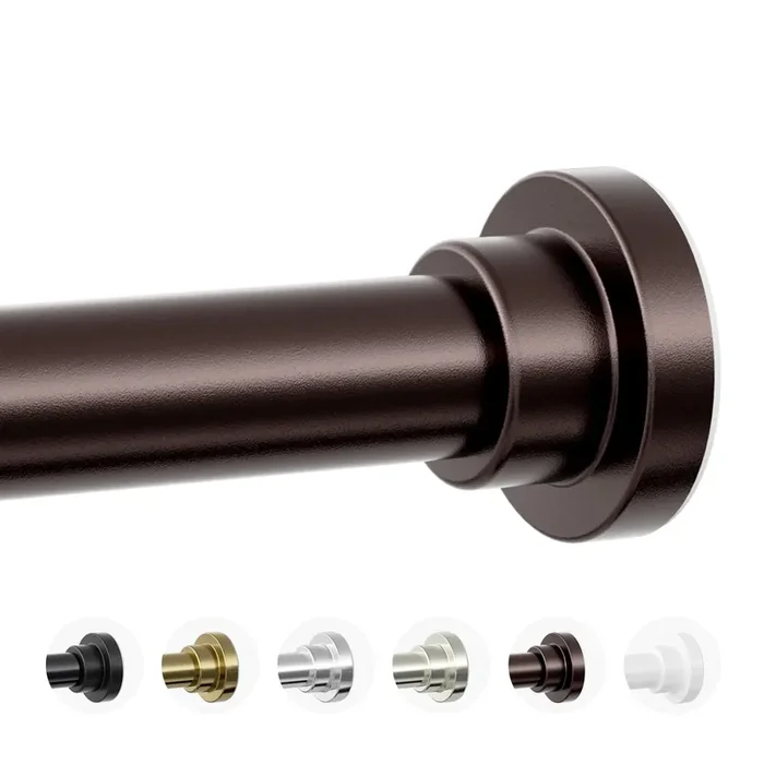 Mcrbeay Shower Curtain Rod, 1‘ Diameter Heavy Duty Tension Shower Rod, Non Slip Adjustable 28-74 Inch No Drill Shower Curtain Rods Spring Tension For Bathroom, Shower Stall, No Rust, Bronze
