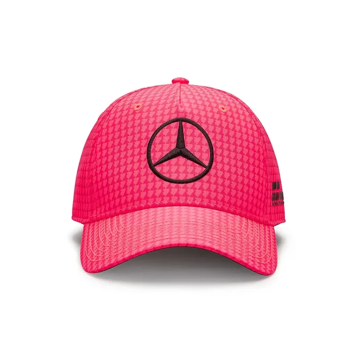 Mercedes AMG Petronas 2023 Lewis Hamilton Driver Hat – Unisex Neon Pink, One Size, Formula One Team Merchandise