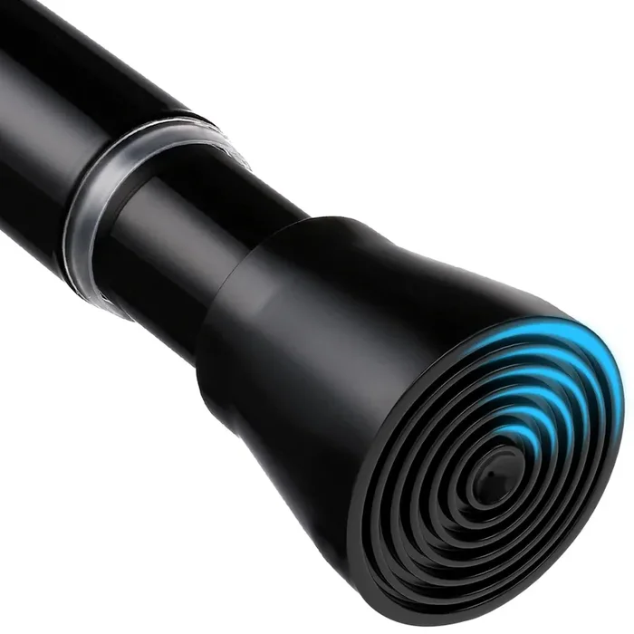 Mexau 1 Pack Black Shower Curtain Rod 18 To 28 Inch Tension Shower Rod For Bathroom 7/8‘ Adjustable Spring Curtain Rod No Drilling Spring Rod Black Tension Curtain Rods For Windows Doorway Closet