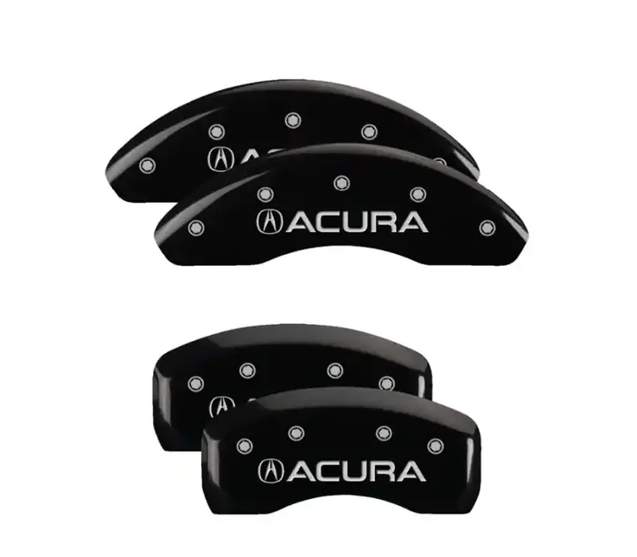 MGP 4 Caliper Covers Engraved Front & Rear Acura Black finish silver ch 39004SACUBK