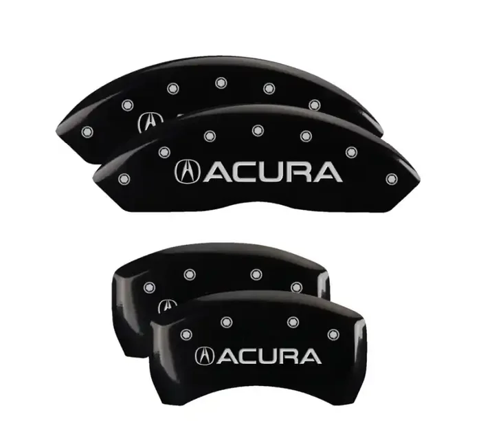 MGP 4 Caliper Covers Engraved Front & Rear Acura Black finish silver ch 39018SACUBK