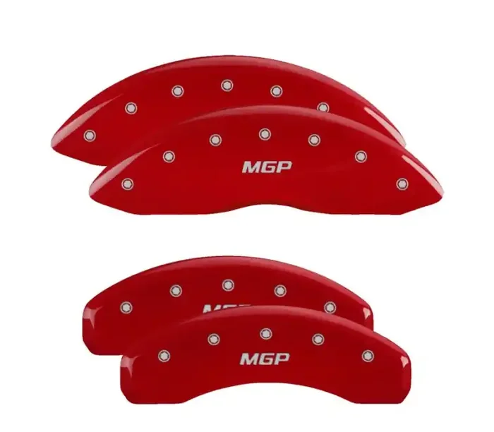 MGP 4 Caliper Covers Engraved Front & Rear Red finish silver ch 23006SMGPRD