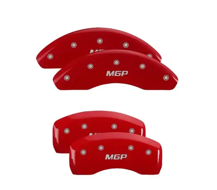MGP 4 Caliper Covers Engraved Front & Rear Red finish silver ch 28182SMGPRD