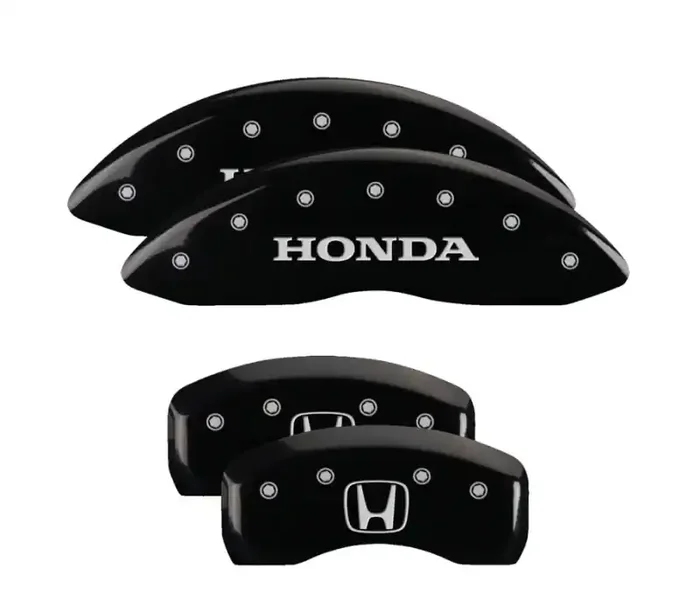 MGP 4 Caliper Covers Engraved Front Honda Engraved Rear H Logo Black finish silver ch 20201SHOHBK