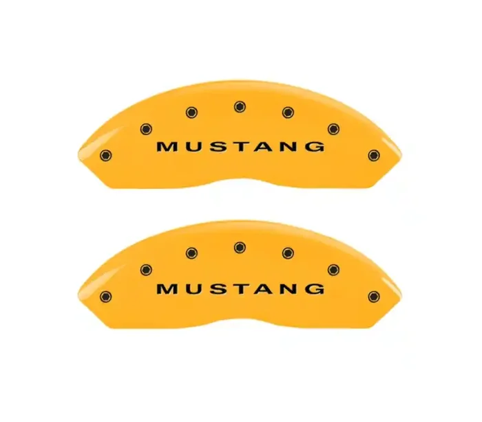 MGP 4 Caliper Covers Engraved Front Mustang Rear Bar & Pony Yellow Finish Blk Char 2006 Ford Mustang 10197SMB1YL