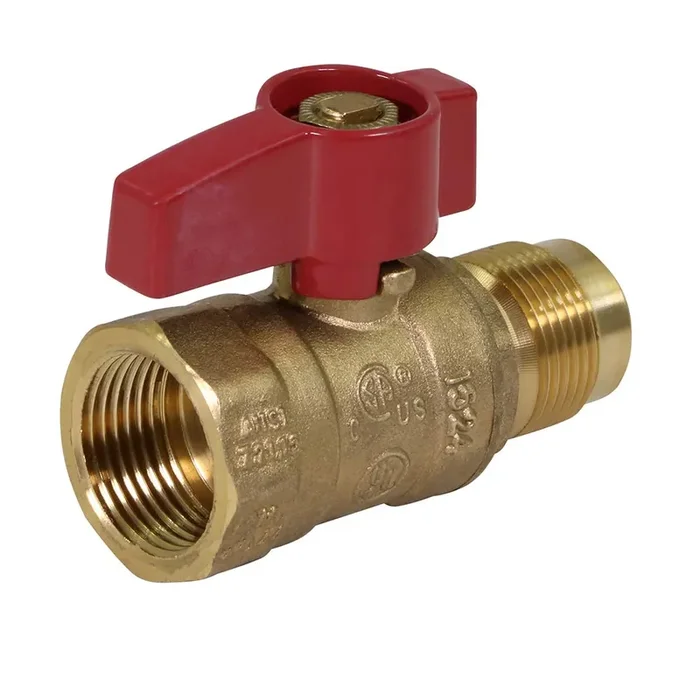 Midline Valve Gaslxf3812 Premium Brass Gas Ball Valve With 3/8 In. X 1/2 In. Flare X Fip Connections