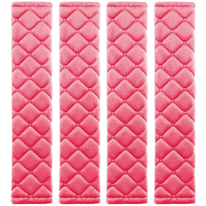 Mikafen 4 Pack Universal Car Seat Belt Pads, Adult Seat Belt Shoulder Strap Covers Harness Pad For Car/Bag,Soft Comfort Helps Protect You Neck Shoulder From The Seat Belt Rubbing (4Pack-Red)