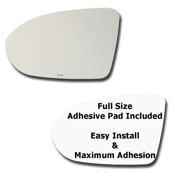 Mirror Glass + Full Size Adhesive Pad For 2016-2019 Chevrolet Cruze Driver Side Replacement (2017 2018 16 17 18 19)