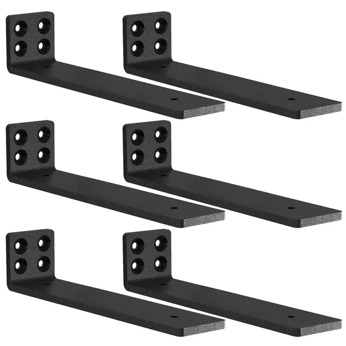 Mloqi 6 Pack Heavy Duty Shelf Brackets, L Brackets For Wood Shelves, Metal Shelf Brackets 5Mm Thick Floating Shelf Bracket Up To 50Kg Capacity (10Inch)