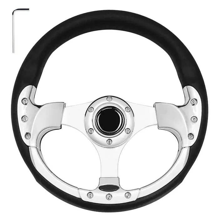 Mosnai Golf Cart Steering Wheel Fit Club Car Ezgo Yamaha Universal Golf Cart Steering Wheel For Club Car Ds And Precedent(Steering Wheel Silver)