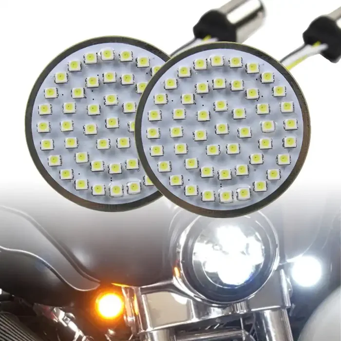 Motorcycle Led Light 2‘ 50Mm Bullet Style Led Turn Signals Pannel For Motor Bike Sporter Softail Touring (1157 Base-1) …