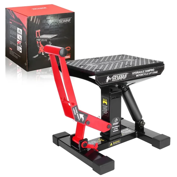 Motorcycle Lift Stand Jack,Rutu Dirt Bikes Jack Stand 1400 Lbs Capacity,Heavy Duty Steel Hydraulic Lift For Pit Bikes Atvs Maintenance Repairs