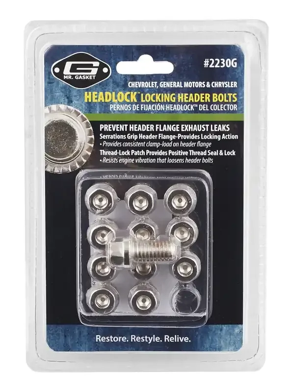 Mr. Gasket 2230G Headlock Locking Header Bolt, (Set Of 12)