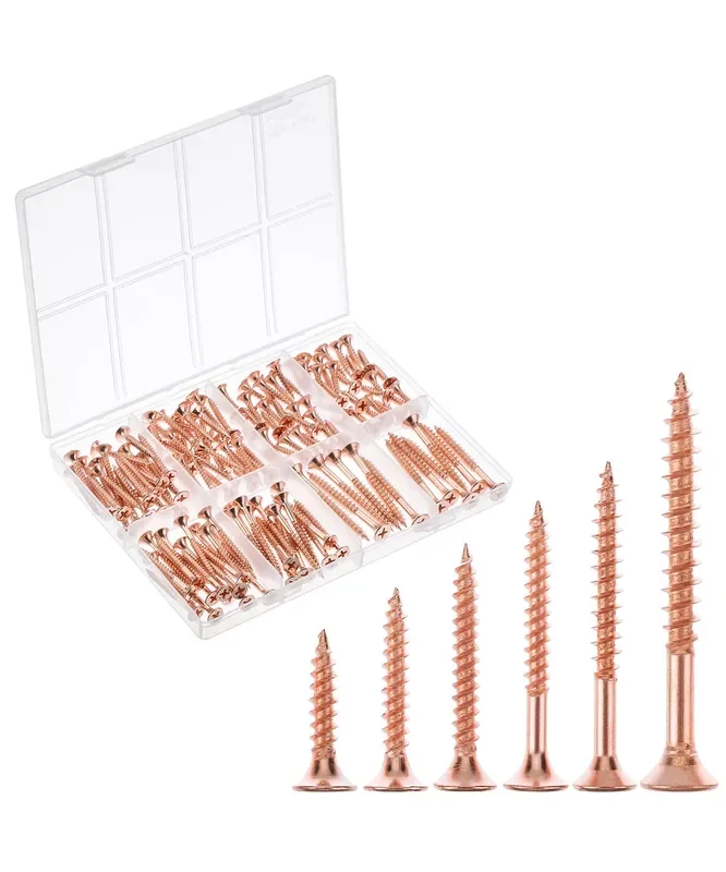 Mr. Pen- Wood Screws Assortment Kit, 152 Pcs, 6 Sizes, Rose Gold Wood Screws Phillips Tips, Assorted Screws, Screw Assortment, Screw Set Assortment, Assorted Wood Screws Set, Flat Head Screws