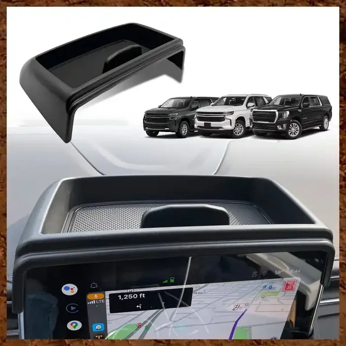 Muslogy Dash Console Storage Tray Compatible With Gmc Yukon Chevy Tahoe Suburban 2021 2022 2023 2024 Insert Behind Screen Organizer Box Accessories For Tahoe Suburban 2021-2024 Not For Denali(Black)