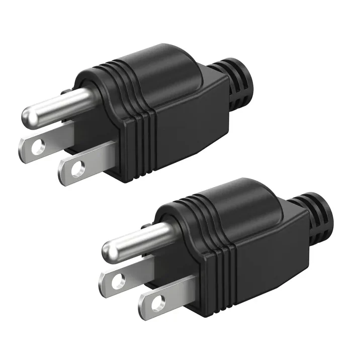 Nema 5-15P Electrical Replacement Plugs End, Extension Cord Ends 125V 15A 2Pole 3Wire Male Plug,Ground Neutral Generator Plug, 3 Prong Power Replacement Plug, 2-Pack