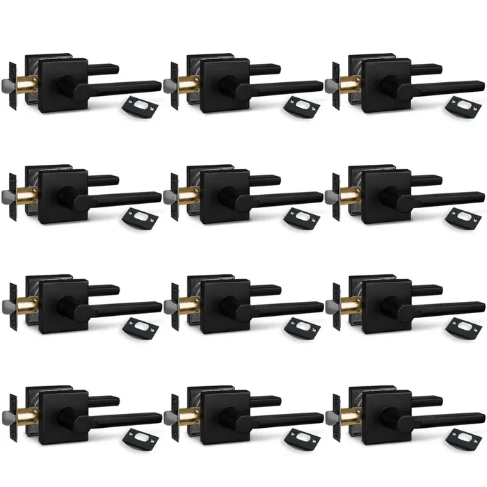 Newbang (12Pack Hall/Closet Lever Handle Lock In Aged Matt Black- Door Lock Handle In Matt Black For Passage Door
