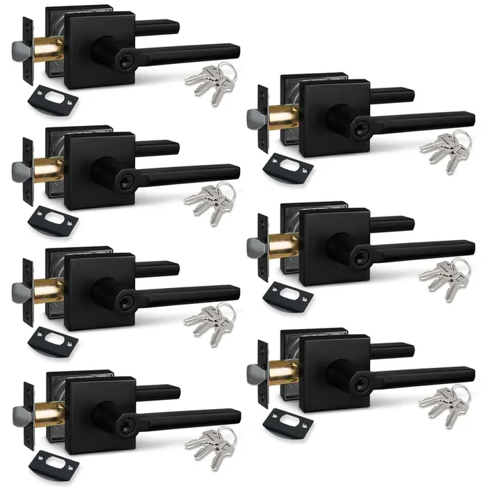 Newbang (7Pack) Different Key Entry Lever Lock In Venetian Matt Black For Exterior Door