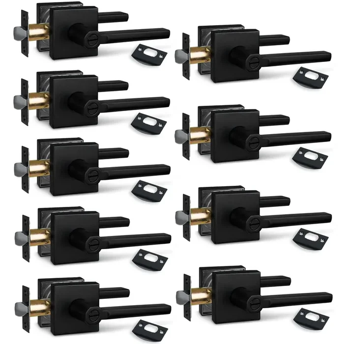 Newbang (9Pack Bed/Bath Room Door Lever For Privacy Bathroom And Interior Door Door Lock Handle In Aged Matt Black