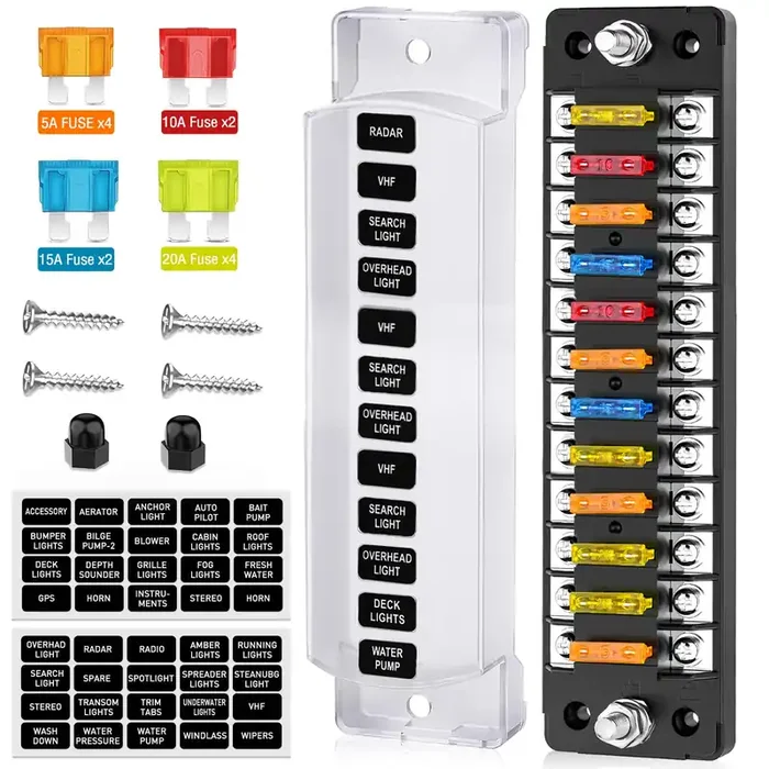 Nilight 6 Way Fuse Block With Negative Bus 12V Blade Fuse Holder Atc/Ato Standard Fuse Box Label Stickers Waterproof Cover Fuse Panel For Automotive Cars Trucks Rvs Campers Vans, 2 Years Warranty