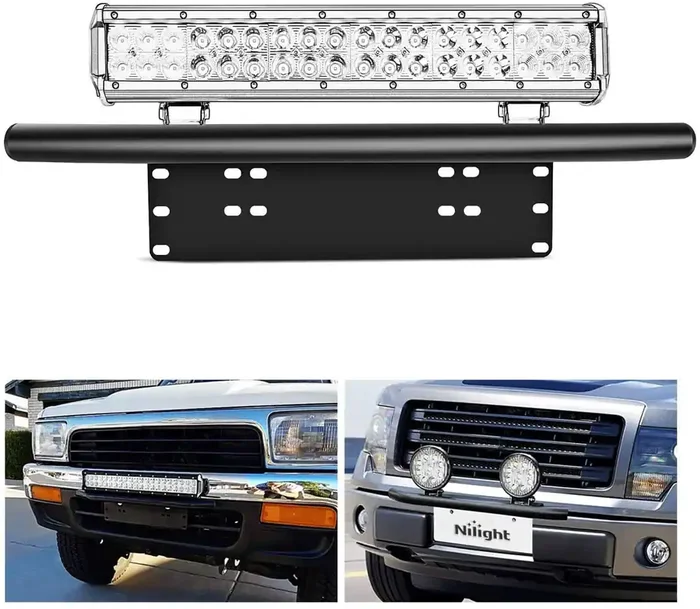Nilight – 90021B Light Bar Mounting Bracket Front License Plate Frame Bracket Holder For Off-Road Lights Led Work Lamps , 2 Years Warranty