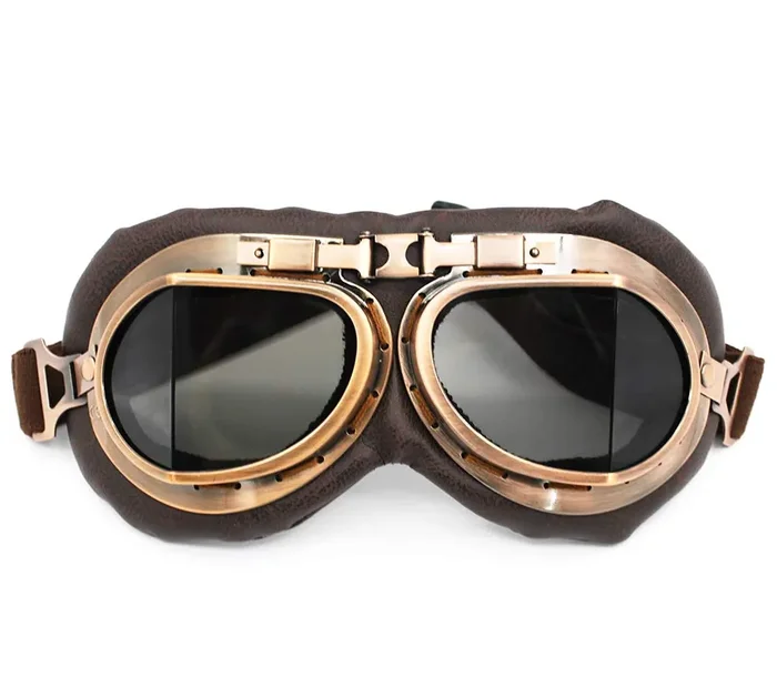 Nuoxinus Motorcycle Goggles, Vintage Aviator Pilot Style Motocross Bike Cruiser Scooter Goggle, Anti Uv Anti-Scratch Dustproof For Cycling Riding Climbing Fishing (Smoke Lens)