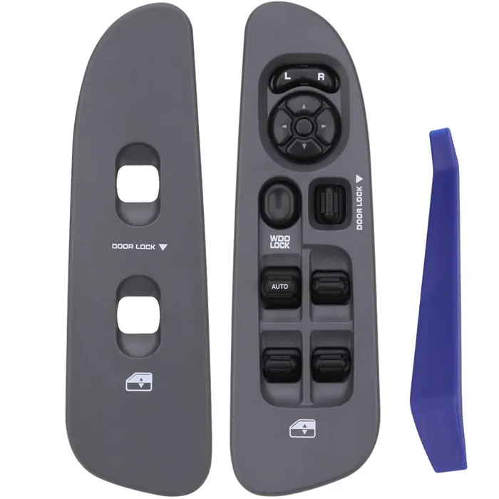 Obaee Power Window Control Switch Button&Bezel(Driver Side)& Window Bezel(Passenger Side) Compatible With 2002-2009 Dodge Ram 1500/2500/3500, Dark Gray