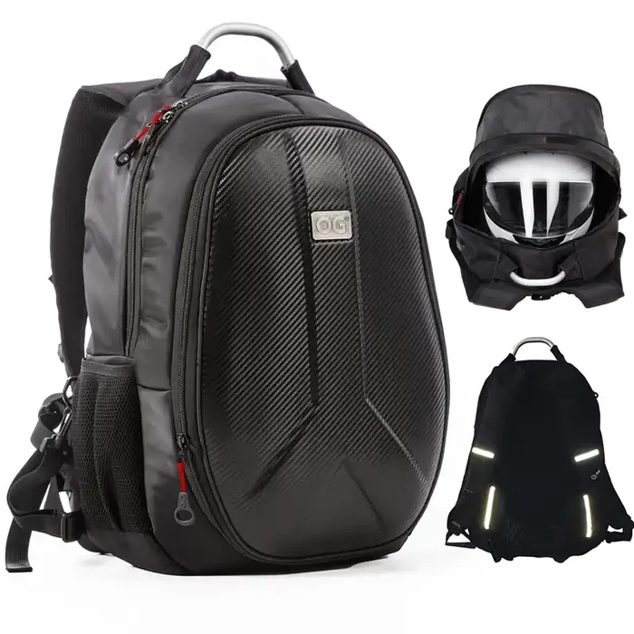 Og Original Getaway Motorcycle Backpack Waterproof, Man, Hard Shell, Large Capacity, Expandable 35L-45L, Motorbike Helmet Bag, Helmet Rucksack, Antitheft, Reflective, Usb, Laptop
