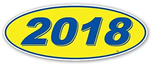 Oval Model Year Window Stickers (Blue Numbers On Yellow) (12 Per Pack) (2018)