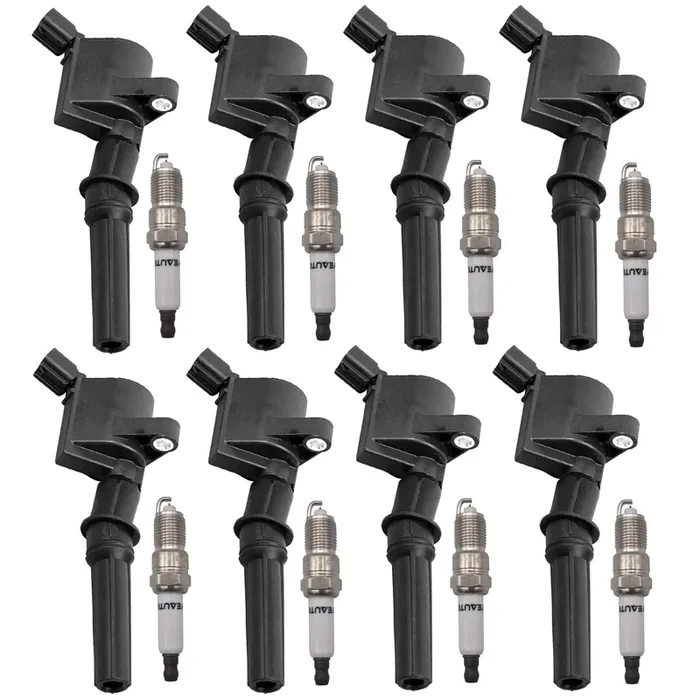 Oyeauto Ignition Coil Pack Iridium Spark Plug Pack Dg508 Set Of 8 Compatible With Ford Lincoln Mercury F150 F250 F350 E150 E250 Expedition Mustang Lincoln 4.6L 5.4L
