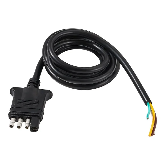 Oyviny Trailer-Side 4-Pin Flat Wiring Harness 5 Feet Jacketed Cable Standard 4 Way Trailer Wiring Harness Adapter Pure Copper Color-Coded Wires For Trailer Hitch Wiring