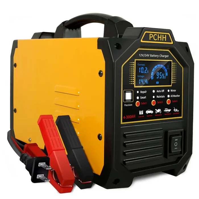 Pchh 12V 24V Car Battery Charger Heavy Duty, 0-15A Automatic Battery Maintainer, Smart Trickle Charger With Auto Shutoffs, Repair, Winter Mode, For Automotive Car Truck Motorcycle Rv Agm Deep Cycle