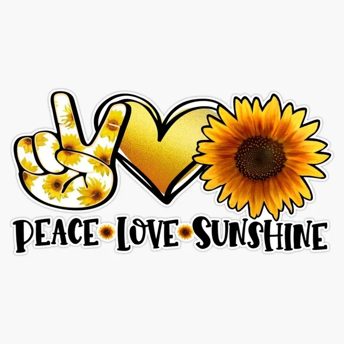 Peace Love Sunshine Sunflower Pretty Girly Summer Vinyl Sticker Waterproof Decal Laptop Wall Window Bumper Sticker 5‘