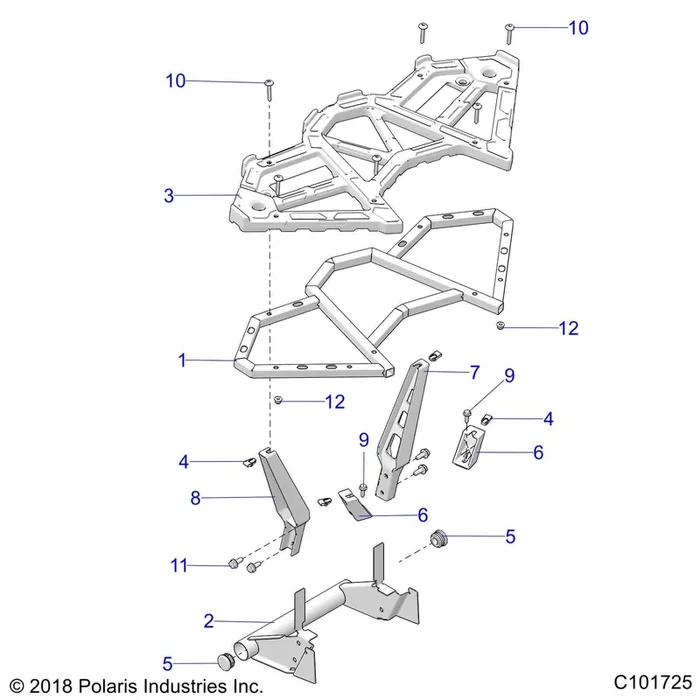 Polaris Atv Support Rack Bracket, Rear, Right, Genuine Oem Part 5632710, Qty 1