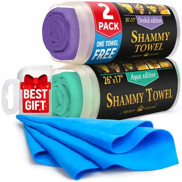 Premium 2Pk + 1 Free Shammy Cloth For Car Drying – (26X17) – Super Absorbent Chamois Towel For Car – Reusable Shammy Towel For Car – Scratch-Free Car Drying Towel