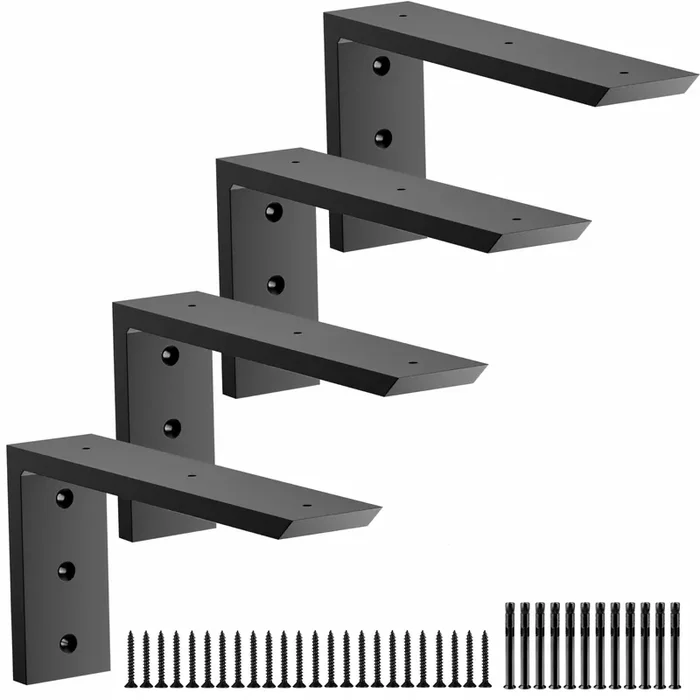 Premium Heavy Duty Countertop Brackets 12 Inch 4 Pack (2/5‘ Thick),Granite Countertop Support 12‘ X 6‘ X 2 1/2‘,Shelf L Bracket Metal Corbels Suitable For Quartz,Wood,Concrete And Laminate Countertops