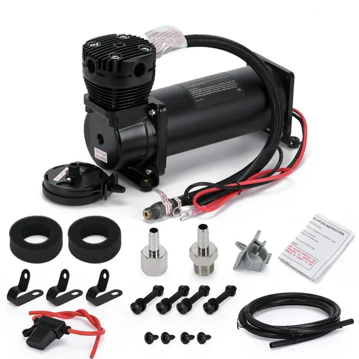 PTNHZ 1/4 NPT DC 12V Air Bag Suspension Compressor Pump Ride Kit – 480c 200 PSI for Auto/Motorcycle