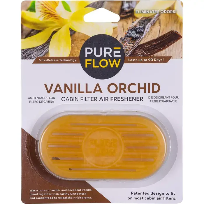 Pureflow Cabin Filter Air Freshener With Odor Eliminator – Fits On Most Car, Truck, And Suv Cabin Air Filters – Vanilla Orchid (1 Pack)