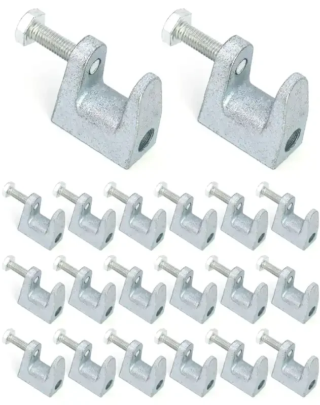 Qwork Beam Clamp, 20 Pcs 3/8″ Zinc Plated Iron Safety Beam Clamp, 13/16″ Jaw Opening