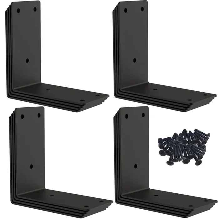Raised Garden Bed Corner Brackets,L Bracket,Heavy Duty Corner Brace,Stainless Steel Shelf Bracket,Black Large Angle Brackets, Metal Brackets For Wood Aufuga(4X4X2X0.08)(16Pcs)