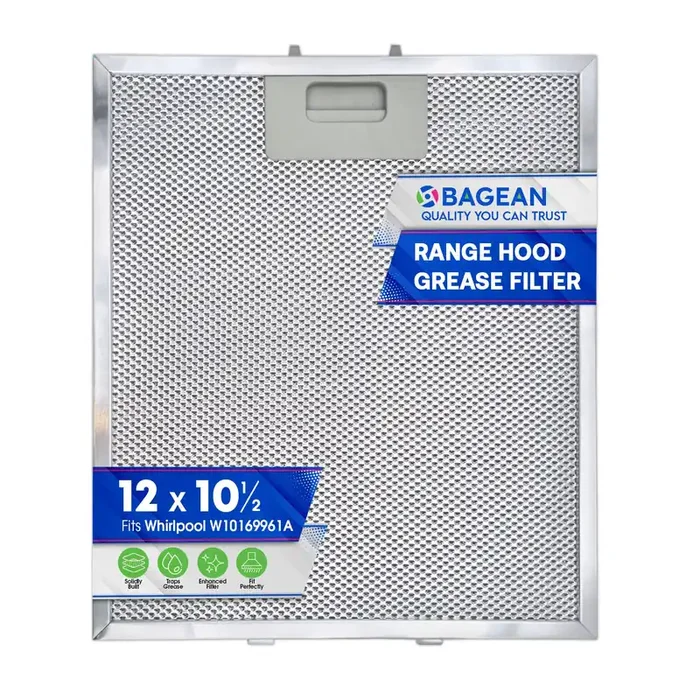 Range Hood Filter Replacement 12″ X 10.5″ For W10169961A Whirlpool Vent Hood Filter – Aluminum Mesh Stove Vent Filter – Blocks And Filters Kitchen Air Grease In Oven Overhead Exhaust Fan (2)