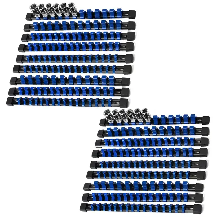 Reniteco Socket Organizer Drive Abs Tools – Black Socket Holder, Premium Quality 18 Pieces Socket Holders Kit 1/4-Inch X 96 Clips, 3/8-Inch X 90 Clips, 1/2-Inch X 72 Clips(18Pc,Black)