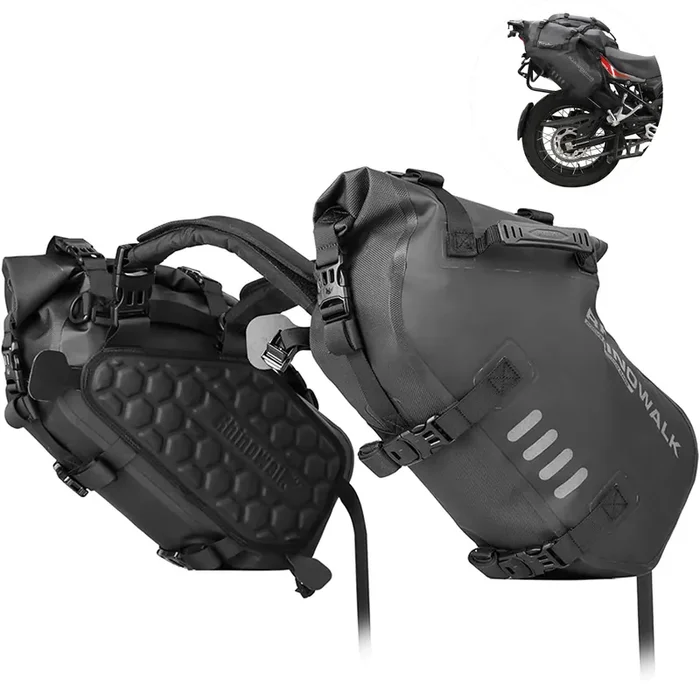 Rhinowalk Motorcycle Saddle Bags, Waterproof Anti-Vibration Motor Side Bags, Shoulder Bag 18L(9L*2), For Most Adventure And Sport Motorcycle Racks, 1 Pair
